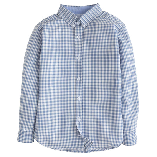 button down shirt/gray blue gingham