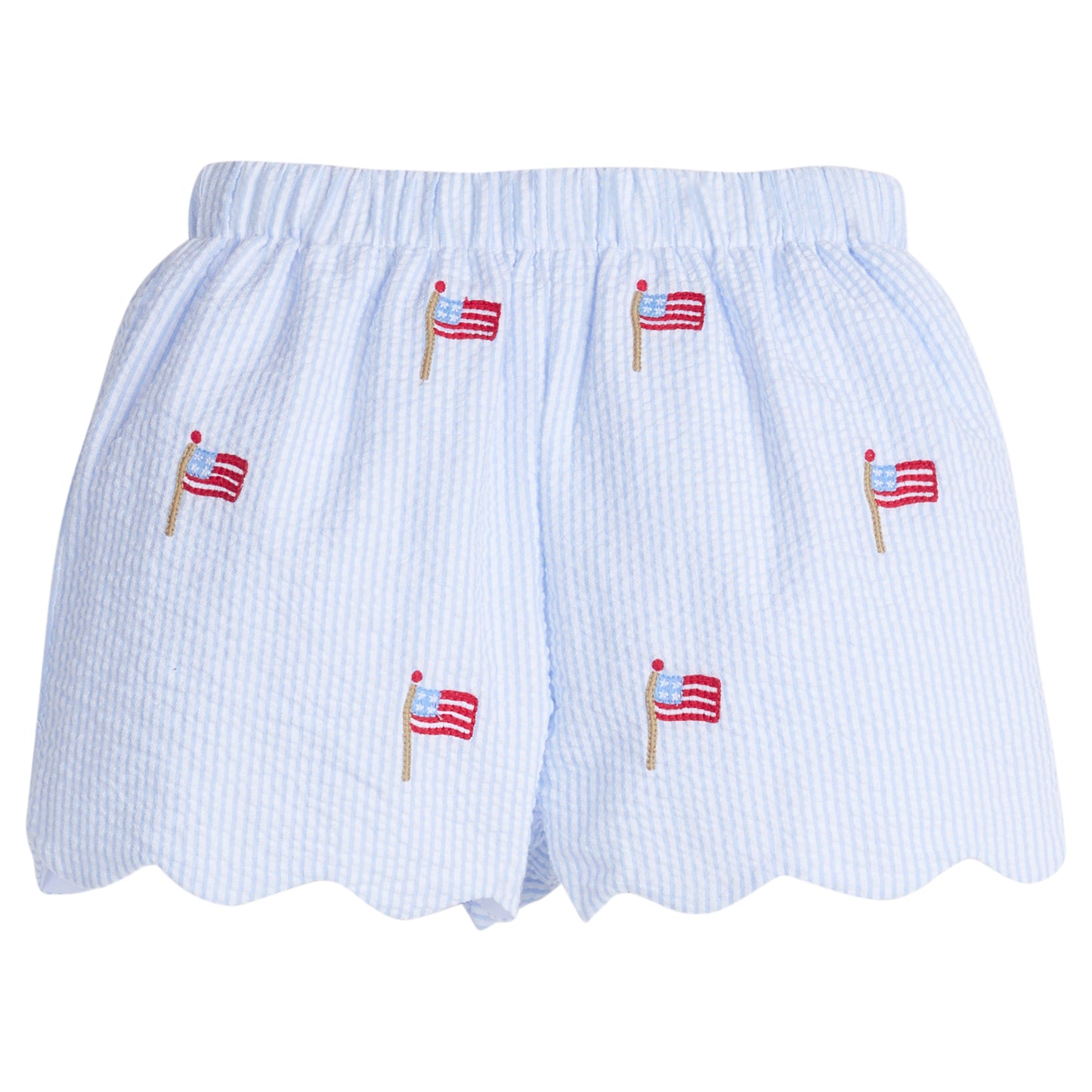 embroidered scallop short/flags