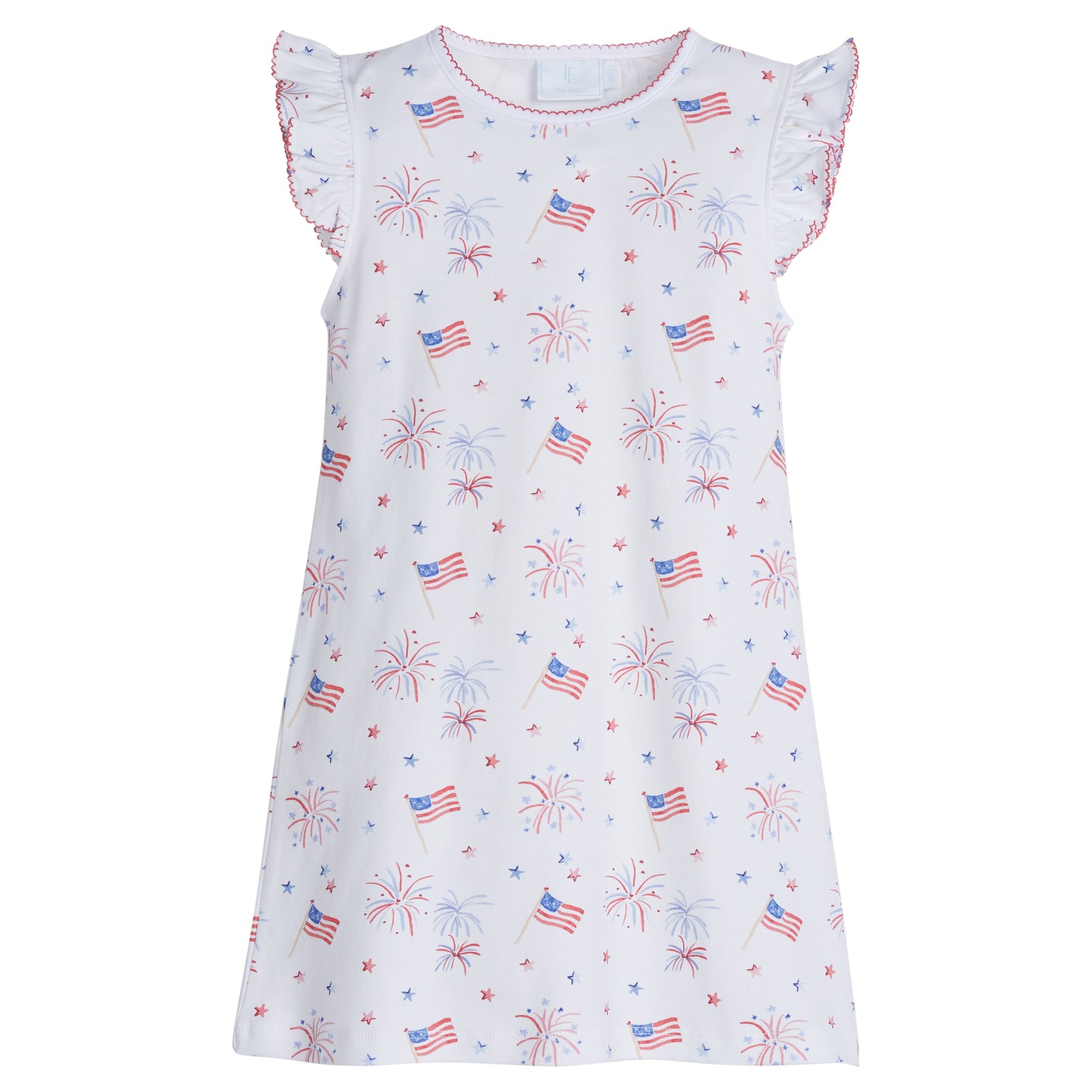 printed angel sleeve dress/flags