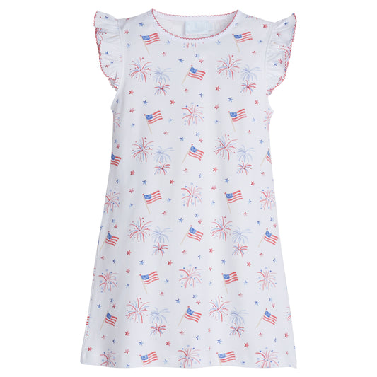 printed angel sleeve dress/flags