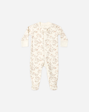 zip footie/floral vine