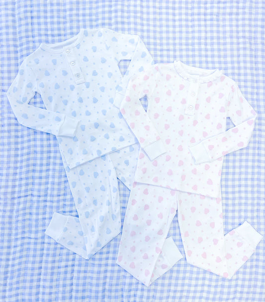blue hearts printed jammies