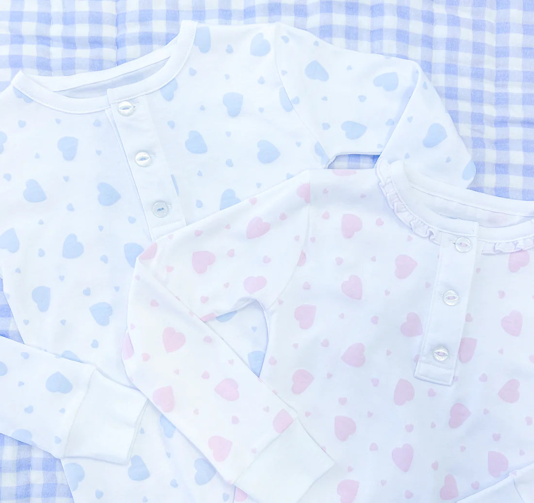 blue hearts printed jammies