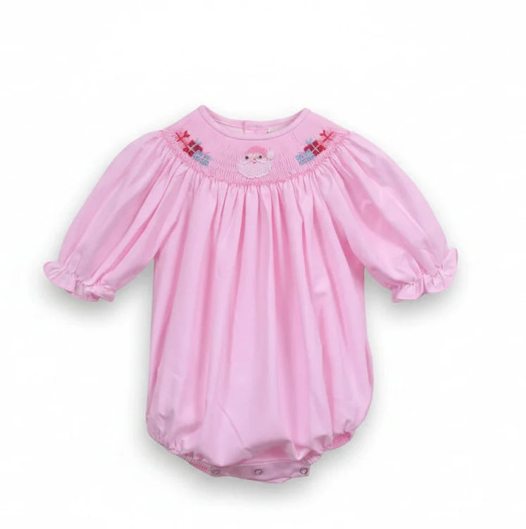 SANTA & PRESENTS SMOCKED BUBBLE