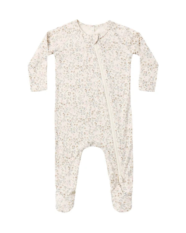 bamboo zip footie/bloom