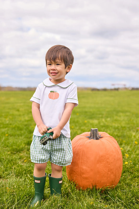 applique banded short set/pumpkin