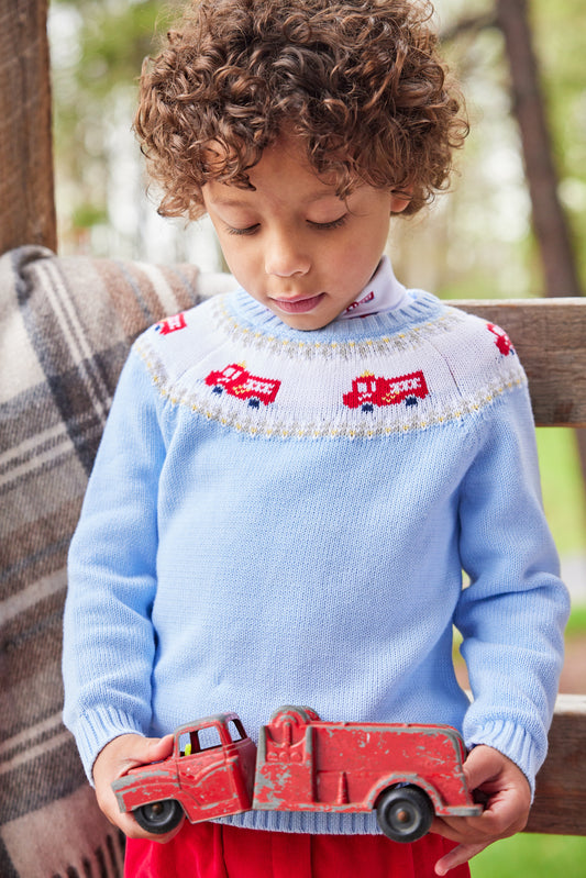 FIRE TRUCK FAIR ISLE SWEATER