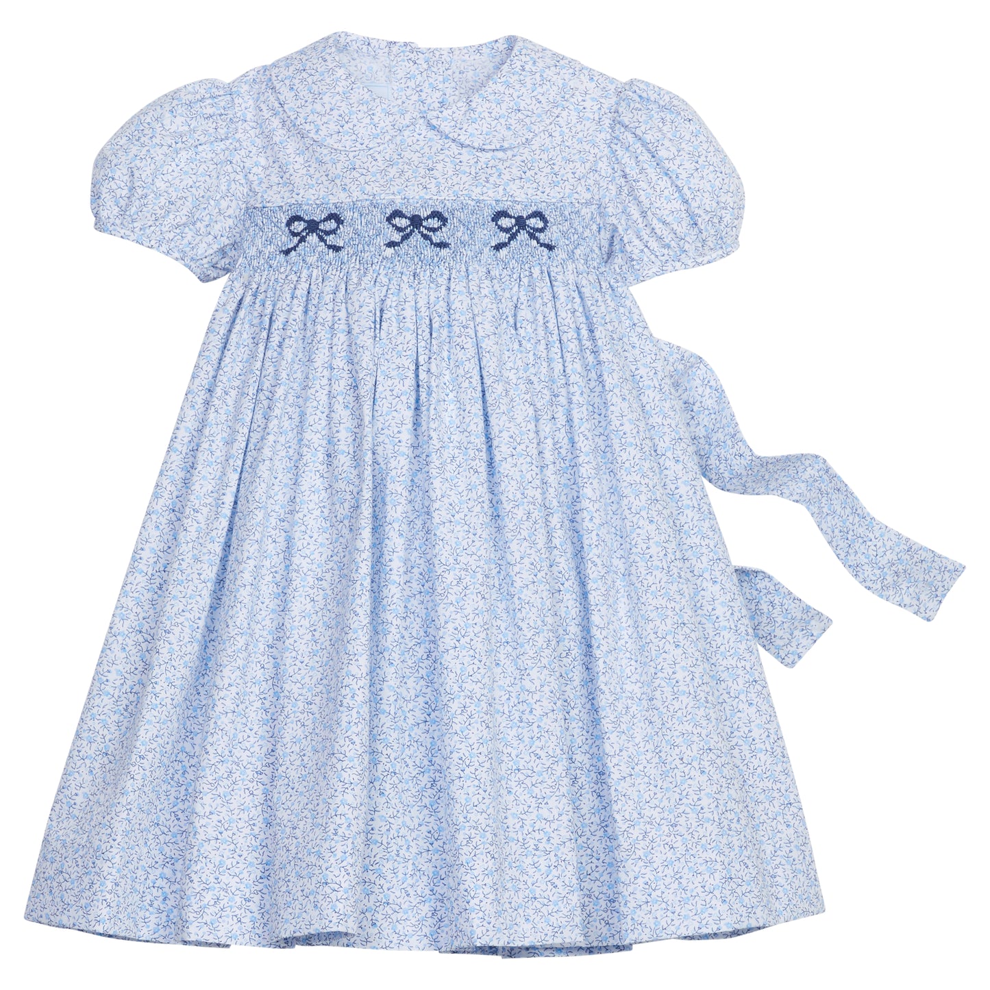 SMOCKED DRESS/BLUE VININGS