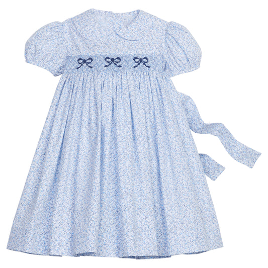 SMOCKED DRESS/BLUE VININGS