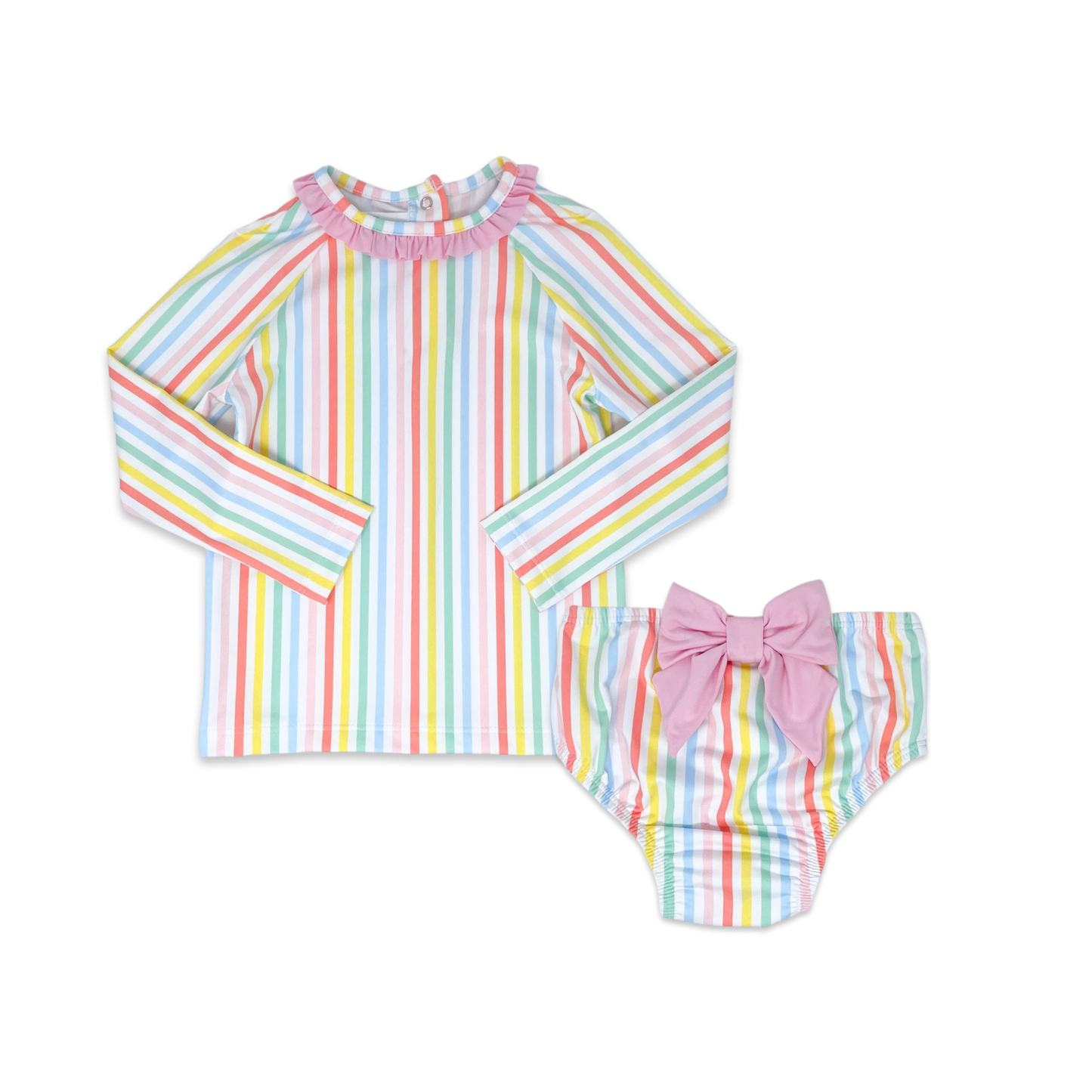 Sun and Sand Rash Guard - rainbow stripe