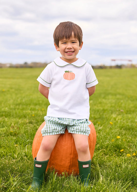 applique banded short set/pumpkin
