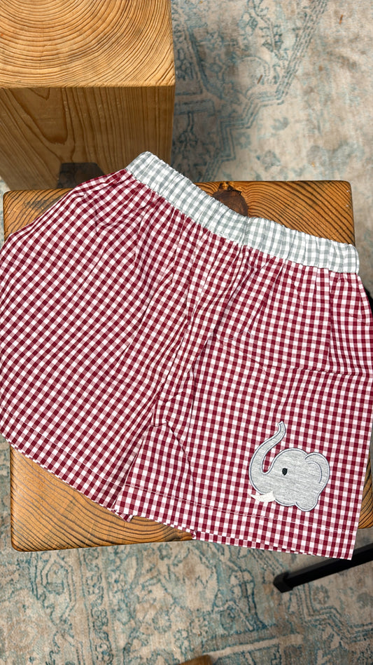 crimson/gray short