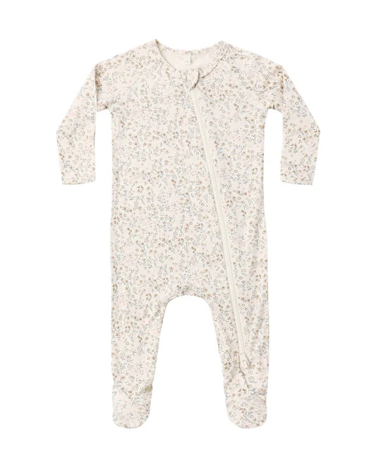 bamboo zip footie/bloom